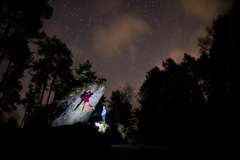 bouldering session at night, Frankenjura