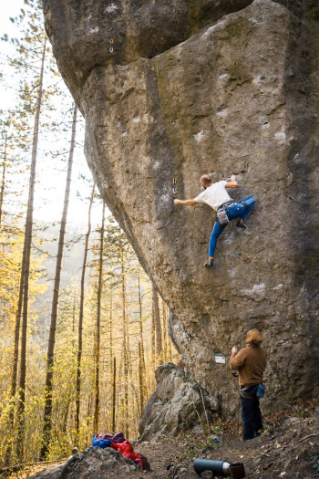 climbing at Herzogenreuther Wand, Frankenjura