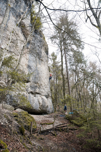 Climbing session at Blechfass, Frankenjura