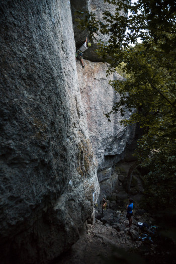 evening climb at Castle Rabenstein (Burg Rabenstein) at Ahorntal, Frankenjura