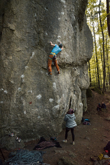evening climbing at Fuchsloch, Frankenjura