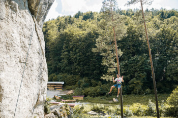 Relaxing climbing session at Richard Wagner Fels, Frankenjura